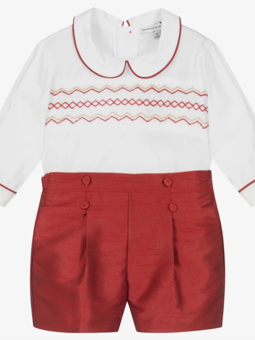 Boys Crimson Hand Smoked Outfit Set